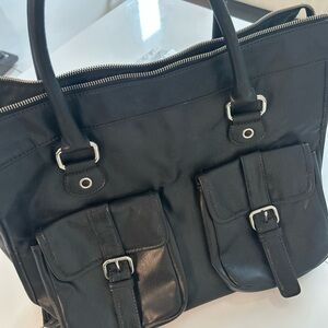 Black Tote Bag with Front Pockets